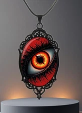 Gothic Mason Oval Jewelry Vintage Elegant Evil Eye Pendant Black Necklace 