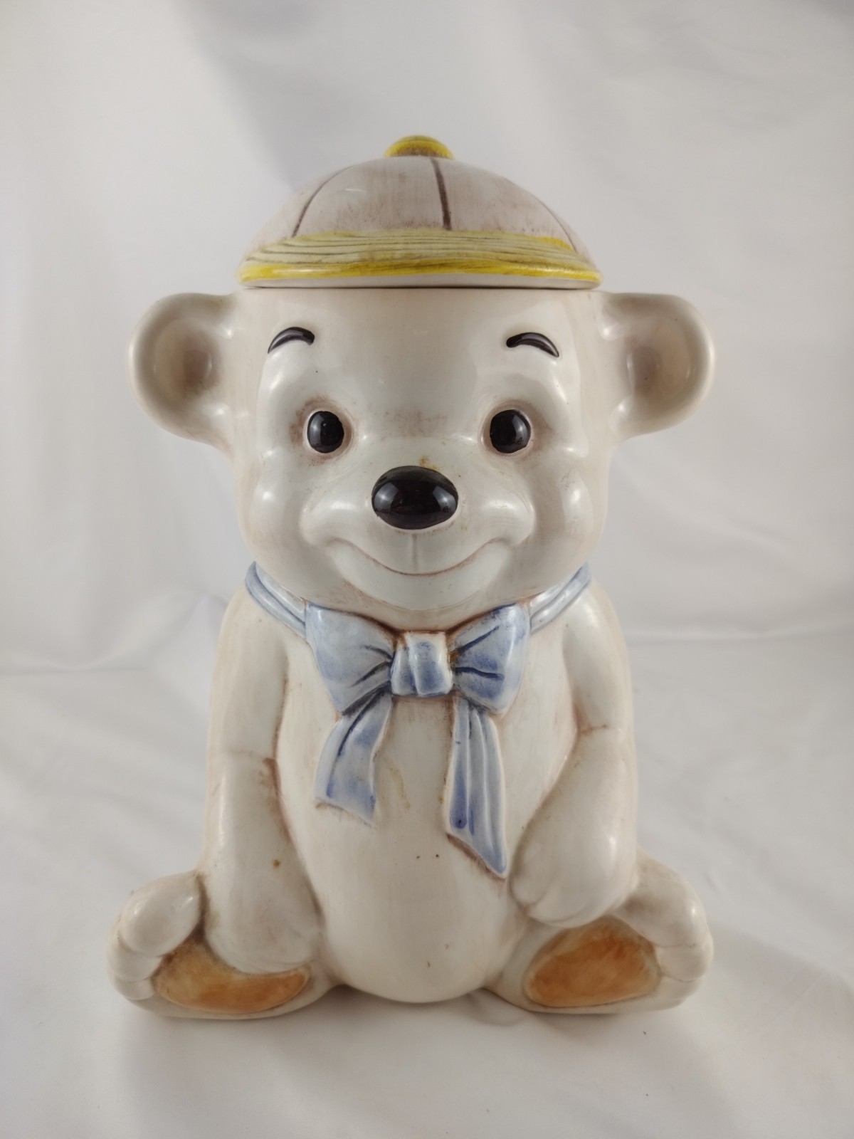 Vintage Treasure Craft Teddy Bear Baseball Cap Cookie Jar 12.5" H, 9"W