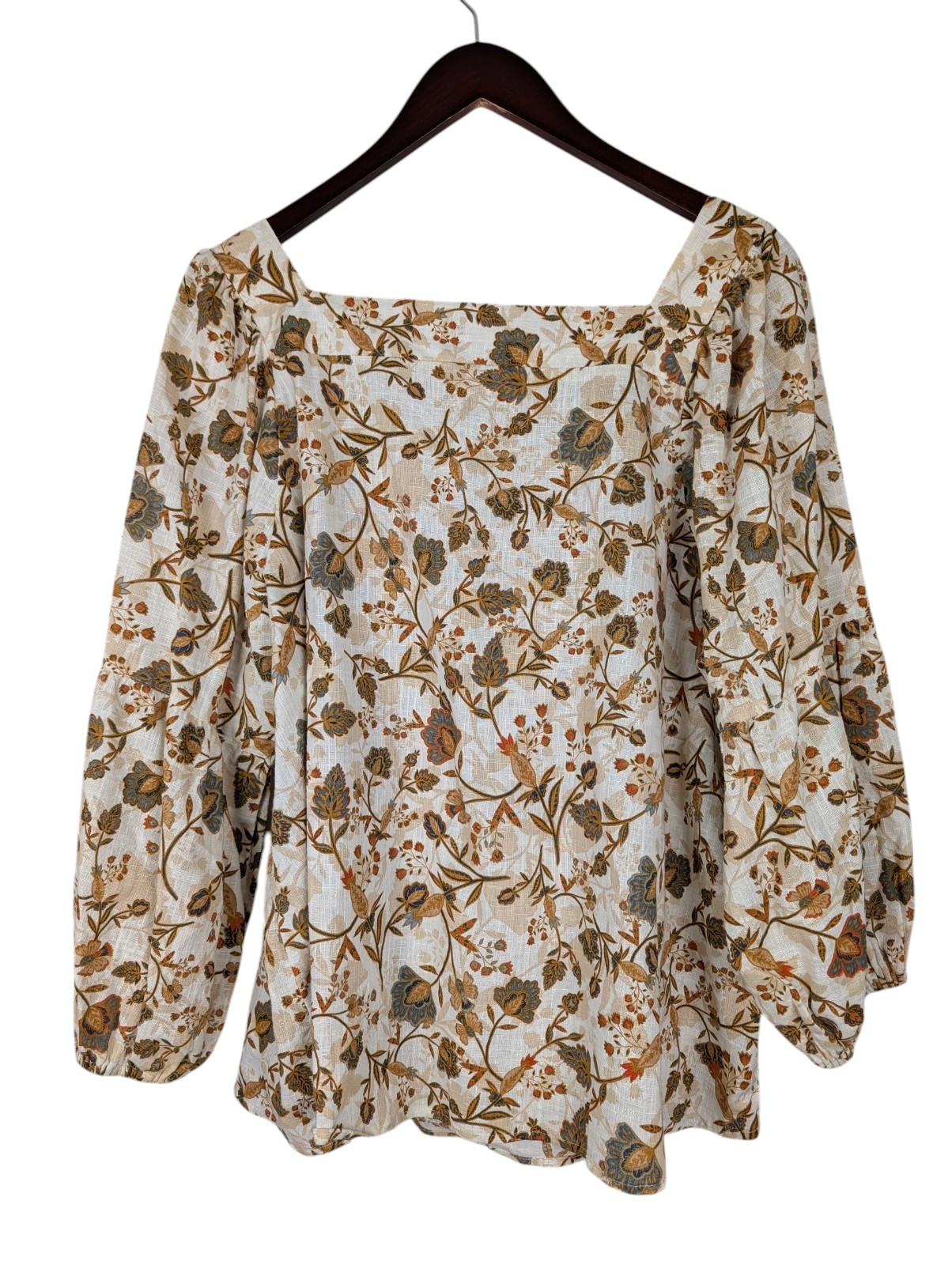 a.n.a A New Approach Women's Brown Floral Square Neck Top Size 1X