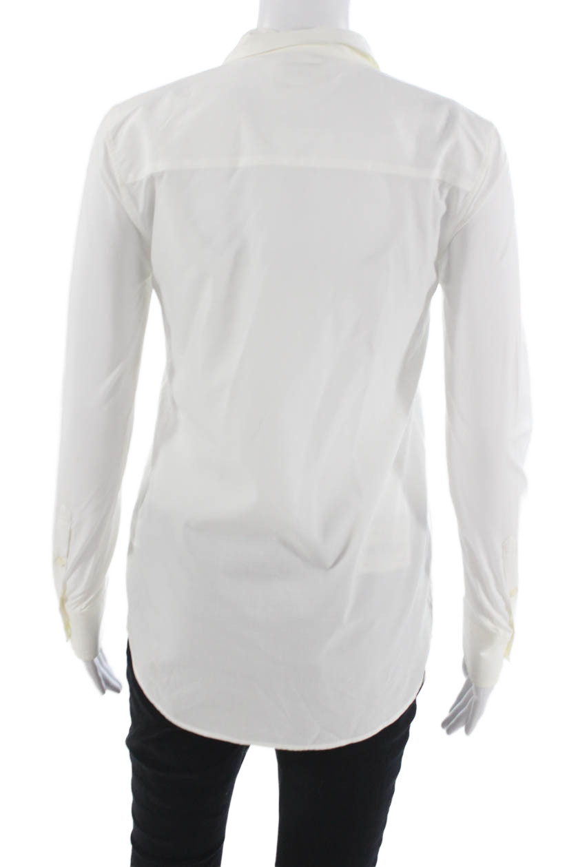 Faconnable Womens White Basic Collared Long Sleev… - image 3
