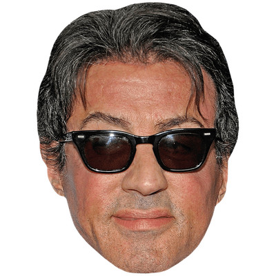 Sylvester Stallone (Sonnenbrille) Promi Maske, flaches Kartengesicht, Kostüm Maske