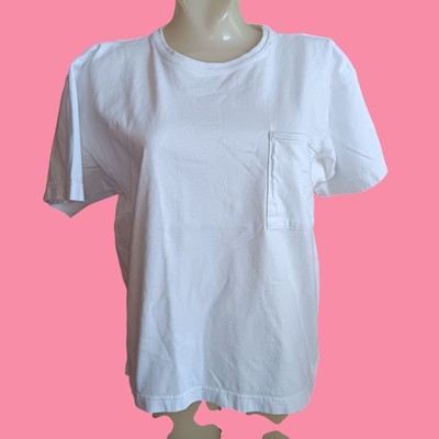 Vintage Medium T-shirt White Lizsport Cotton T-Shirt Pocket Crest Crewneck 90s