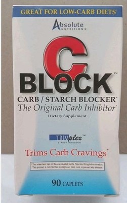 Absolute Nutrition C Block Carb Starch Blocker 90 Caplets Caffeine-Free Exp 2027
