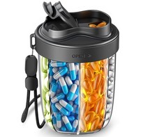 Pill Dispenser with 7 Large Compartments - Portable Pill Organizer for Travel...