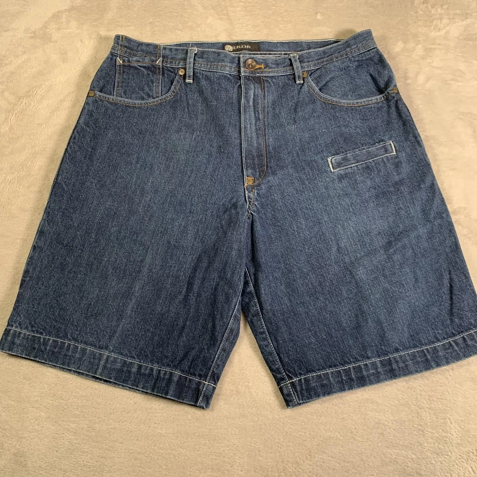 Vintage Sean John Shorts Mens 36 Blue Denim Baggy Utility Y2K Embroidered 90s - Image 4 of 4