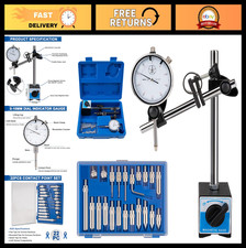 Precision Dial Indicator Set with Magnetic Base, 0-1" 0.001", Adjustable Arm for