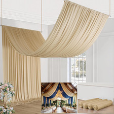 20Ft 20Ft Beige Ceiling Drapes for Weddings Parties,2 Panels 5 20Ft Long Ceiling