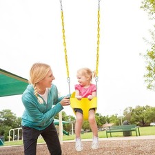 Full Bucket Swing for Toddler Seat Yellow Set Playground Outdoors Play Fun Kids