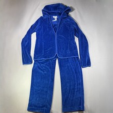 Pendleton Track Suit Womens Medium Blue Velour Jogger Pants  Jacket Set Chill