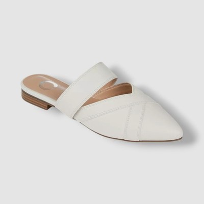 Journee Women's White Stasi Pointed Toe Mules Shoes Size 8.5