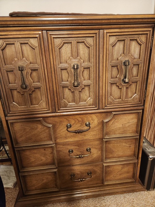 Vintage Dresser Set with Mirror, Chest & 2 Nightstands