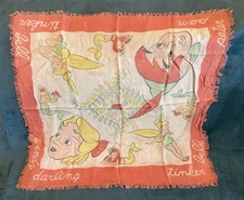 Vintage Disney WDP TINKER BELL SCARF W Wendy & PETER PAN & MERMAIDS!