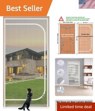 Reinforced Cat Screen Door - Fits 32''x80'' Openings with Double Zipper Closure