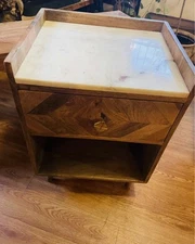 Kerstetter Parquet 1 - Drawer Solid Wood Nightstand with marble top