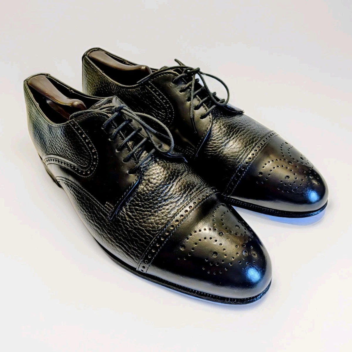 Dexter Mens Black Leather Cap Toe Oxford Dress Shoes Medallion USA Made 12 M Dexter Oxford Leather Upper Dress Shoes for Men for sale | eBay main image 4