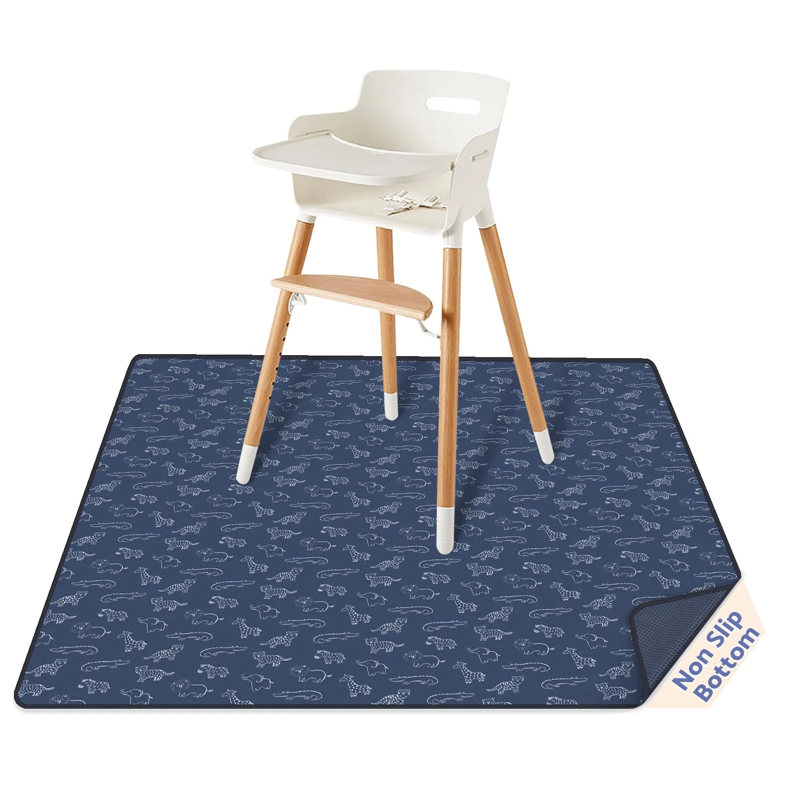 Baby Splat Mat for Under High Chair, 50.4 x 50.4 Inch Wipeable Splash Mat, Wa...