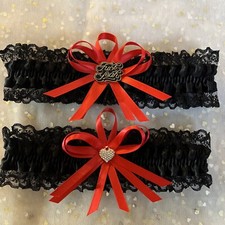 F Yeah Brides Wedding garter Set Of 2 White Black Red all sizes, Plus Sizes.