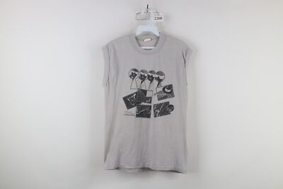 Vtg 90s Streetwear Womens Large Faded Carmen Sandiego Muscle T-Shirt Gray USA