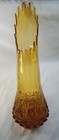 Vintage LE SMITH GLASS Swung Stretch Floor Vase MCM Mid Century Amber 22" × 8"