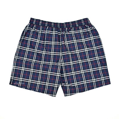 NWT $440 Burberry Men's Archive Check Logo Swim Shorts Trunks Navy