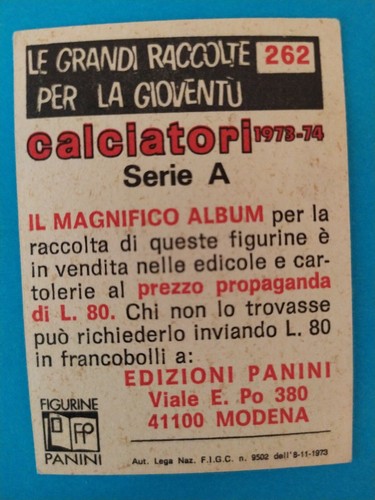 CALCIATORI 1973-74 - n°262 - PRATI - ROMA, Panini - MAI ATTACCATE - - Picture 2 of 2