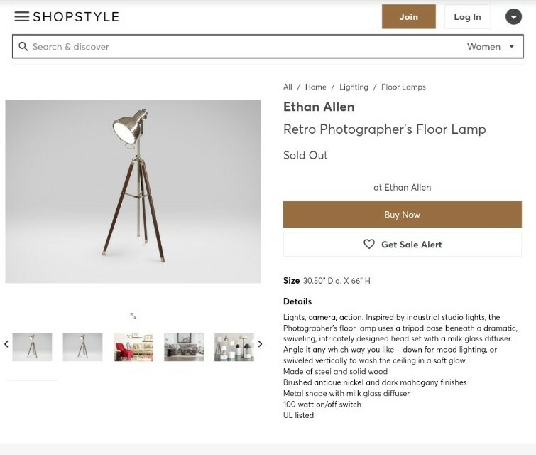 RARE Ethan Allen Retro Photographer's Floor Lamp Industrial