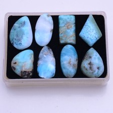 8 Pcs Natural Larimar 23mm-28mm Cabochon Glossy Loose Untreated Gemstones Lot