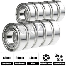 10x 6012-ZZ Ball Bearing 60mm x 95mm x 18mm Double Shielded Metal Seal NEW QJZ