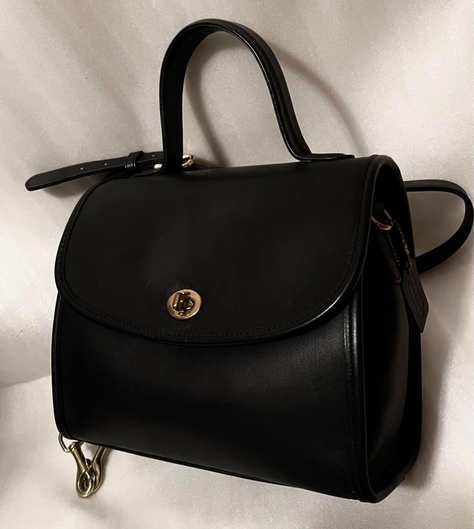 Vintage Coach Handbag Shoulder Leather Bag Turnlock From