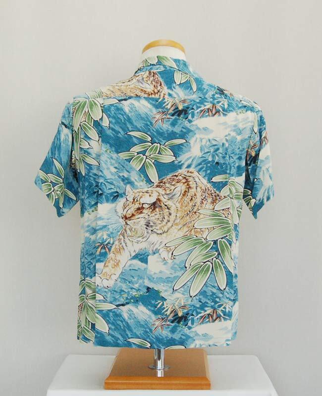 サンサーフ　sunsurf レギュラー　ss32718 M SUN SURF TIGER ESCAPES BLUE GREEN BROWN S size Rayon Aloha