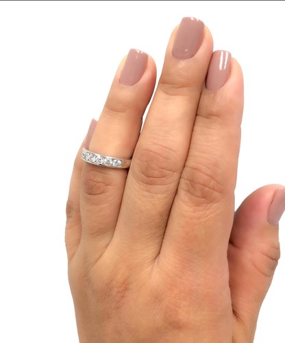 Tiffany & Co. Platinum Channel-Set 9 Stone Round Diamond .81ct Band Ring 3.9 mm - Picture 9 of 9