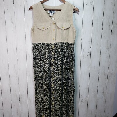 knee length dresses for ladies Linen Blend Adjustable Overall Dress main image 1