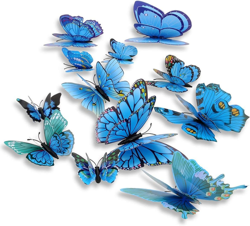 Mixed of 12PCS 3D Pink Butterfly Wall Stickers Decor Art Decorations¡ (2*Blue) - Picture 2 of 3