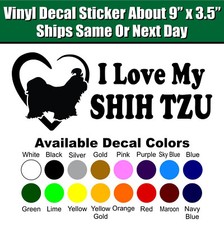 I Love My Shih Tzu Vinyl Decal – Dog Lover Sticker for Cars, Laptops, and More
