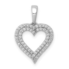 10K White Gold 1/4ctw Diamond 2-row Heart Pendant