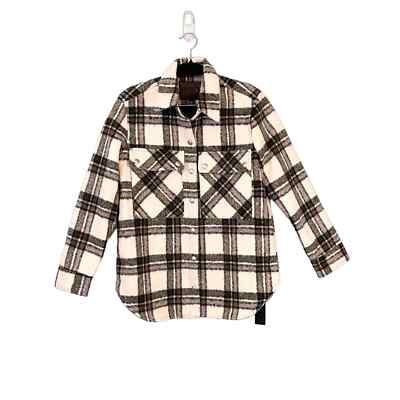 BLANK NYC Womens Wool Oversized Flannel Snap Outsider Shacket Jacket Size  XS NWT