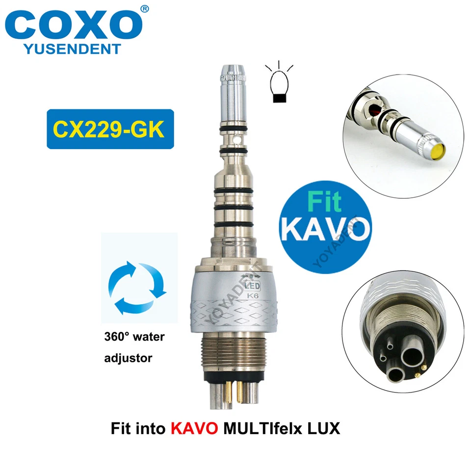 Acoplador de acoplamiento LED dental de 2/4/6 pines BEING COXO para pieza de mano KAVO NSK WH SIRONA Foto 2 de 4