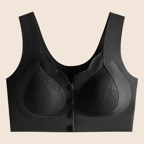 Plus Size Front-Closure Lace Bra for Older Women Wireless Seamless Supportive - Picture 12 of 18