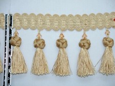 4,8 jardów - nowe 4" Kryształowy koralik frędzle frędzle wykończenie jasne złoto kość słoniowa (ostatnia sztuka)