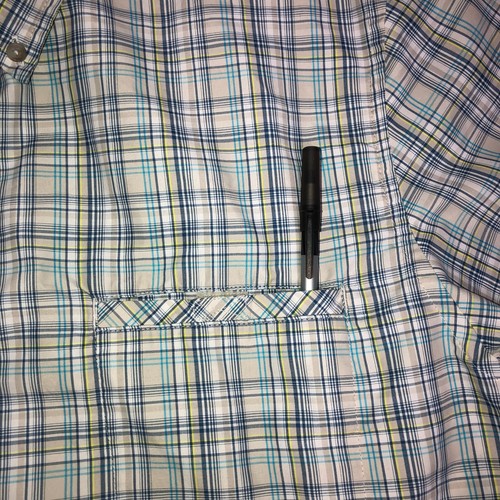 CHAPS Mens Button Down Shirt Blue Plaid Short Sleeve Polyester Large Lightweight - Picture 3 of 12