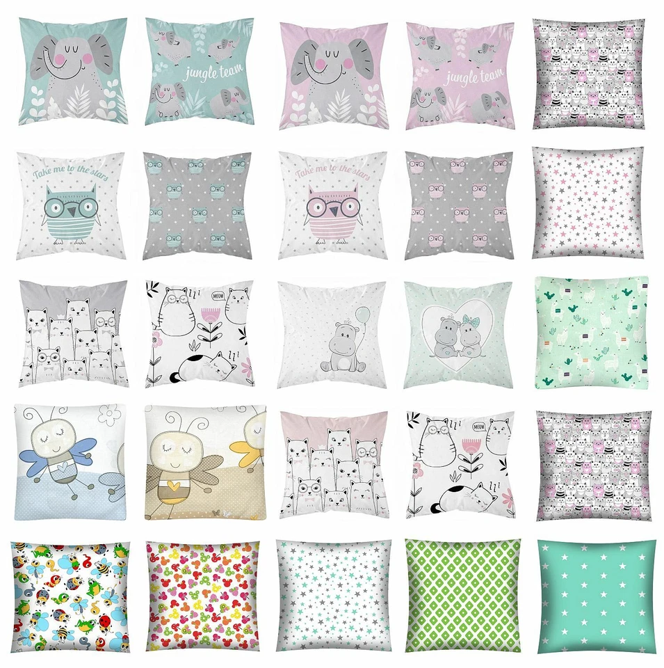 KIGATEX Kinder Baby Kissenbezug 40 x 40 cm 100% Baumwolle mit Reißverschluss