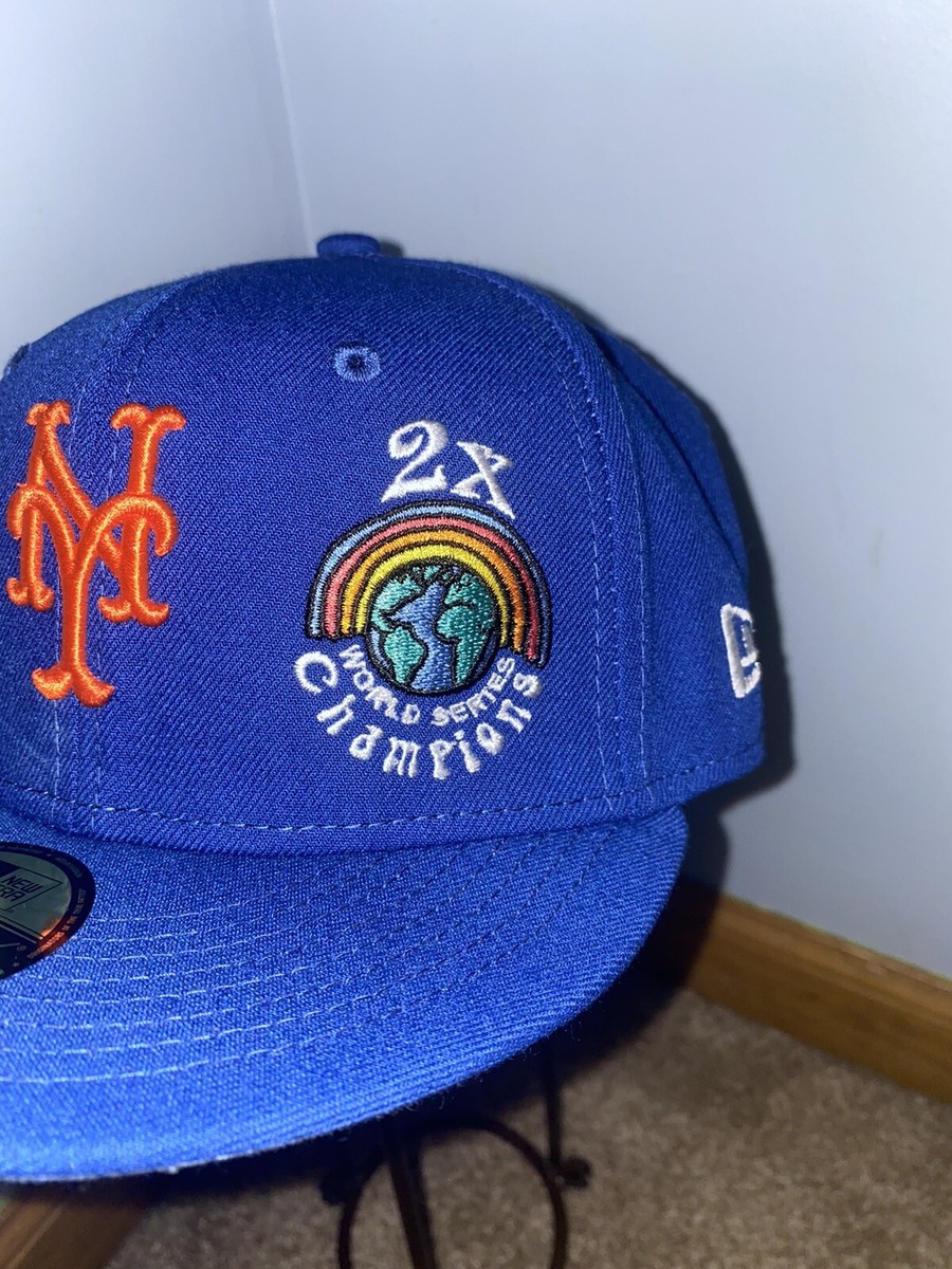 NEW ERA MENS NEW YORK METS GROOVY 2X WS CHAMPS 59FIFTY PATCH HAT