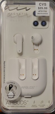 Air Magnetic Airbuds, True Wireless Earbuds NEW, White, FAST FREE SHIPPING!!