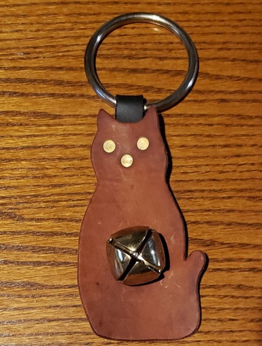 Leather Cat Hanging Doorknob Bell