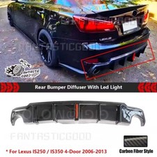 For Lexus Is250 Is350 2006-13 Jdm Carbon Look Rear Bumper Diffuser W Led Light