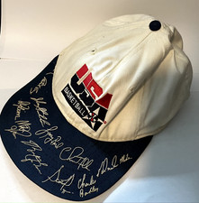 Vintage USA Basketball 1992 Dream Team Snapback Hat Signatures Blue, White, Red