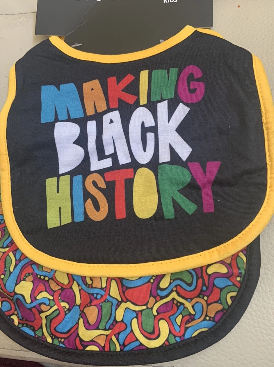 Bioworld 2 Pack Black History Month Baby Bibs 'Making Black History' Graphics