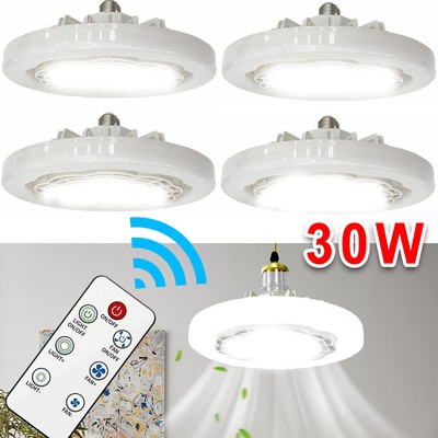 1-4Stück E27 Living Room Fan Lamp LED Light Smart Ceiling Fan 30W 3-Speed Wind