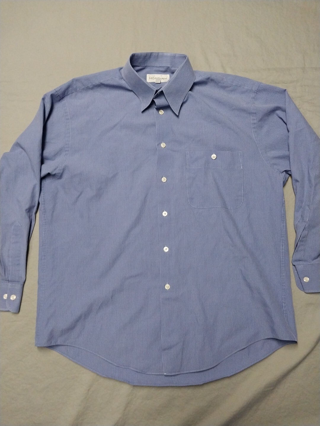 yves saint laurent camicia uomo grande blu righe bottoni manica lunga 16 32 33