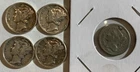 1865 US 3 CENTS NICKEL, 1934 D, 1940 S, 1943 D, 1944 D MERCURY DIME COINS LOT
